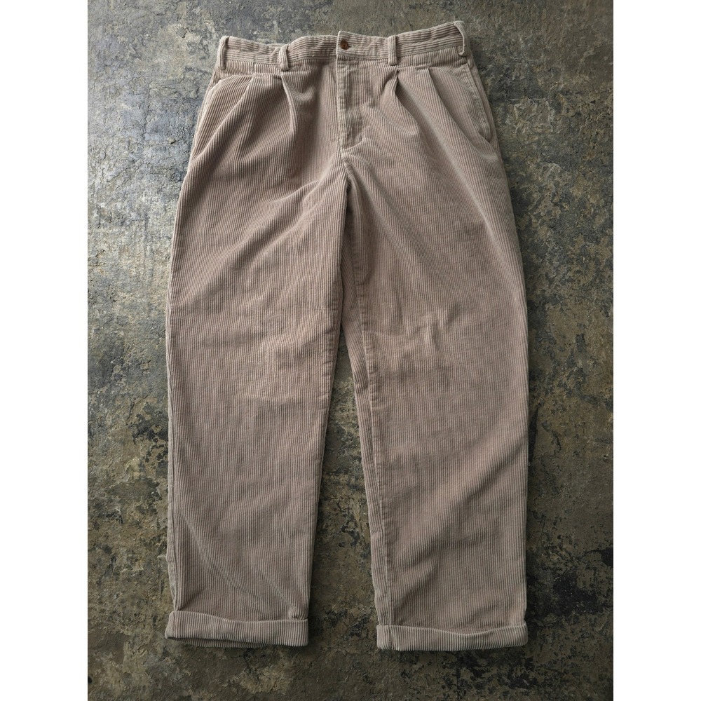 Vintage Brooks Brothers Tan Corduroy Pants 33x27.5 Pleated Trousers